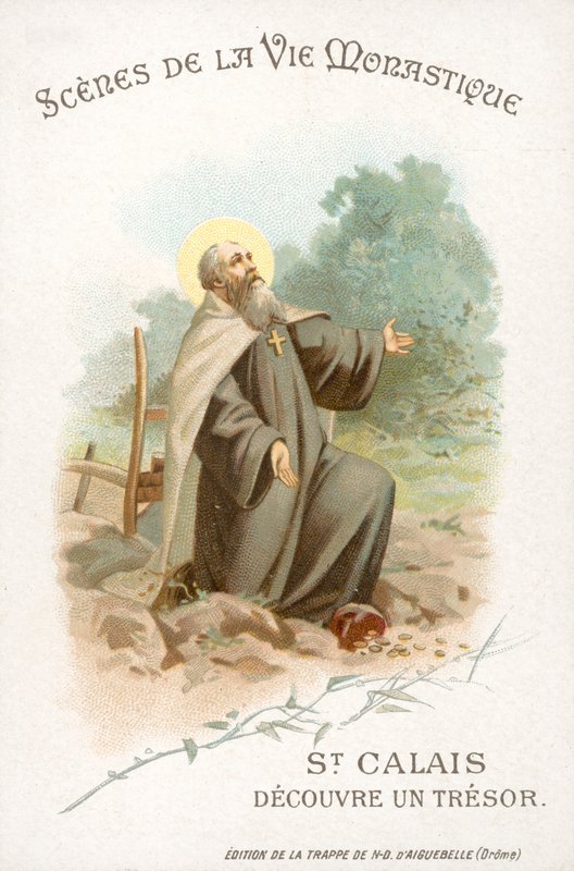St Calais oppdager skatter (chromolitho) av French School