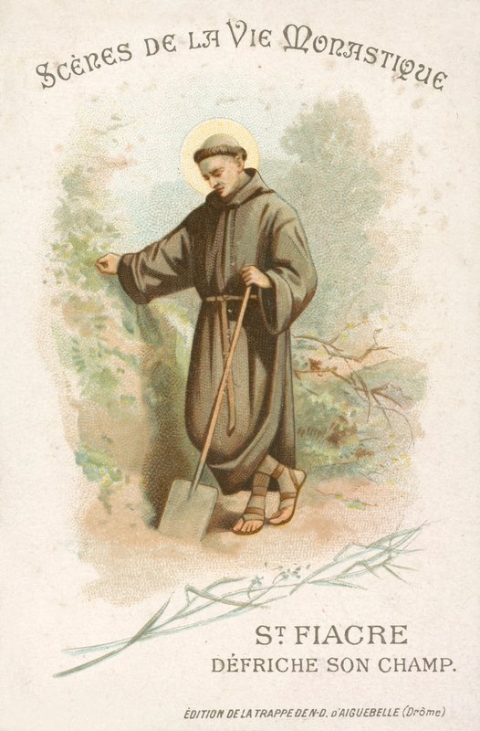 St Fiacre rydder feltet sitt (chromolitho) av French School