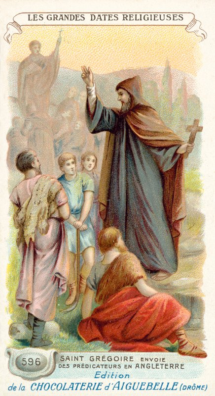 St Gregory sender misjonærer til England, 596 (chromolitho) av French School