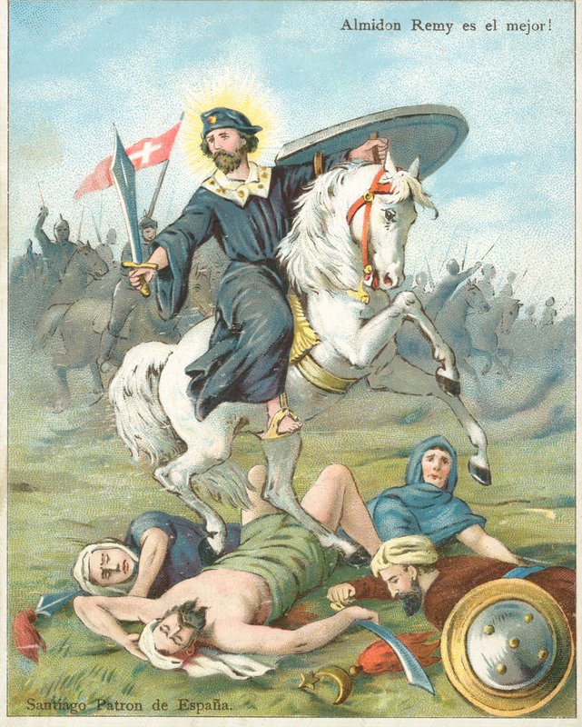 St James the Great, skytshelgen for Spania (chromolitho) av French School