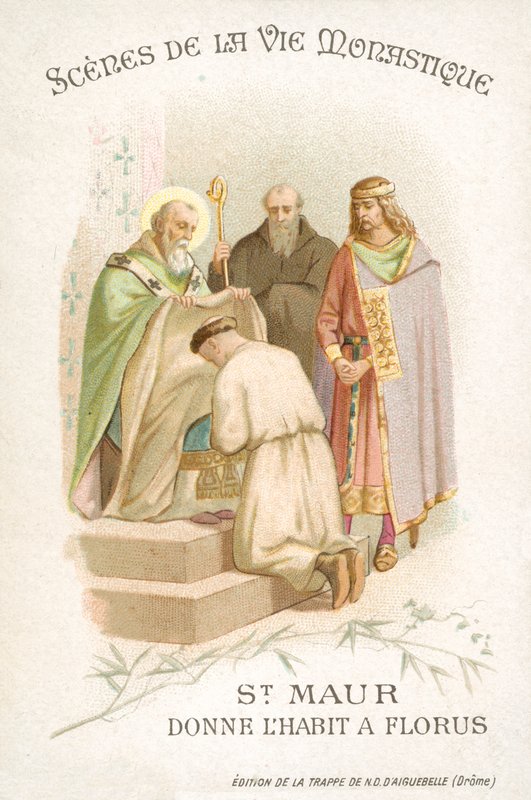 St Maurus gir Florus sin vane (kromolitt) av French School