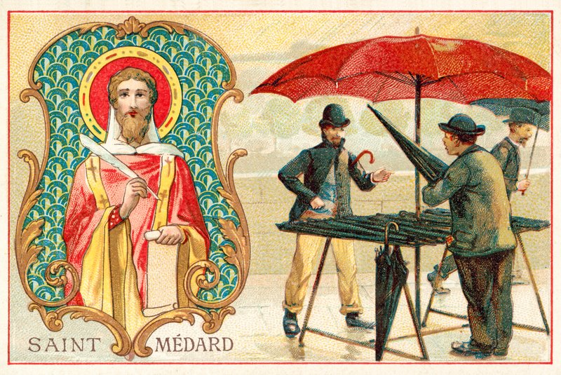 St Medardus, værets skytshelgen (chromolitho) av French School