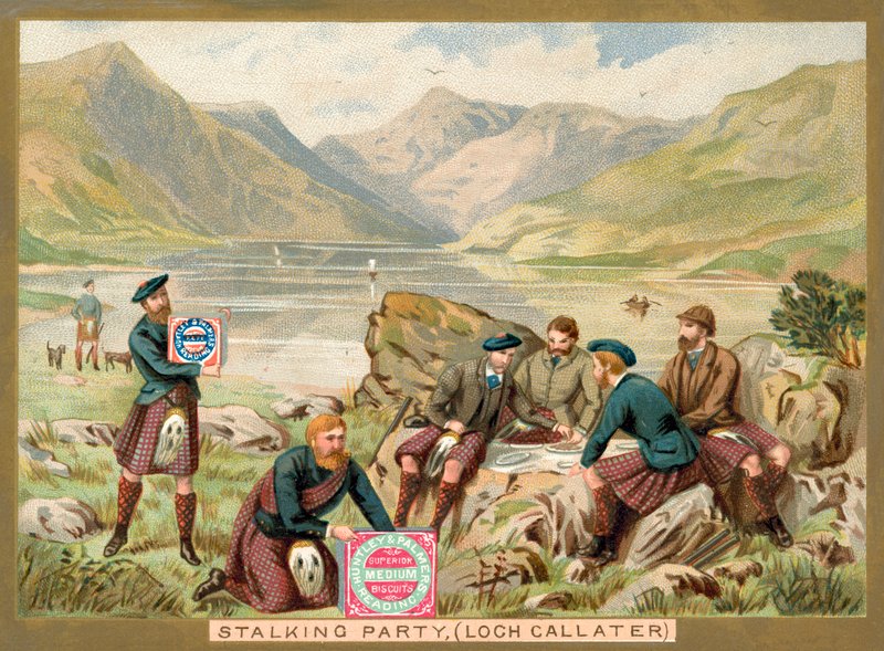 Stalking-fest, Loch Callater, Skottland (chromolitho) av French School