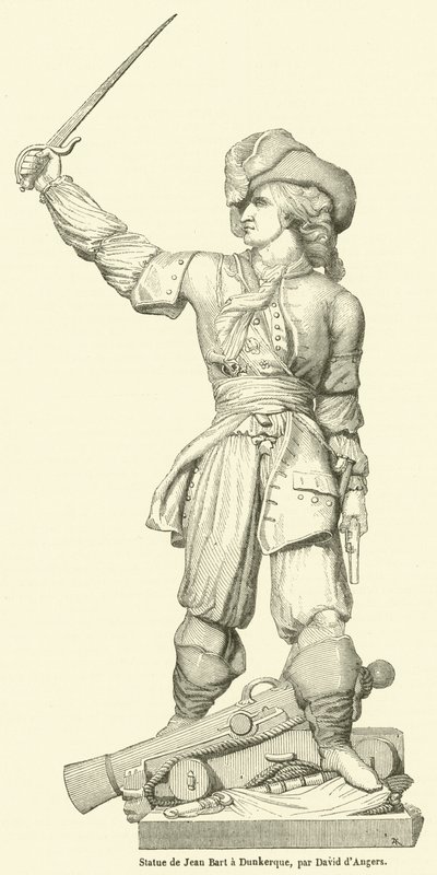 Statue av Jean Bart i Dunkerque (gravering) av French School