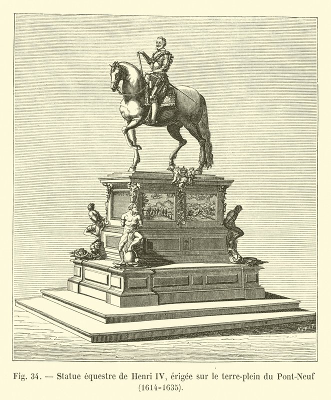 Rytterstatue av Henri IV, reist på midten av Pont-Neuf, 1614-1635 av French School