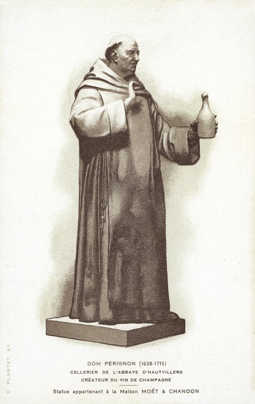 Statue av Dom Perignon av French School