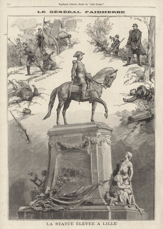 Statue av den franske generalen og kolonialguvernøren Louis Faidherbe reist i Lille av French School