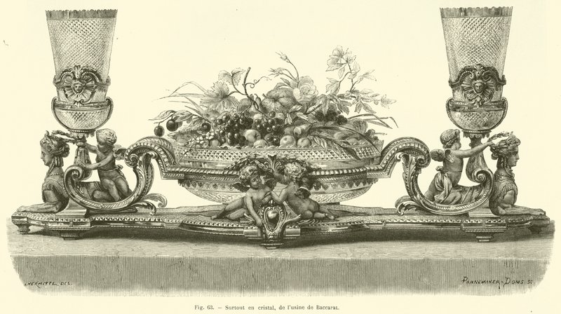 Hovedsakelig i krystall, fra Baccarat-fabrikken (gravering) av French School