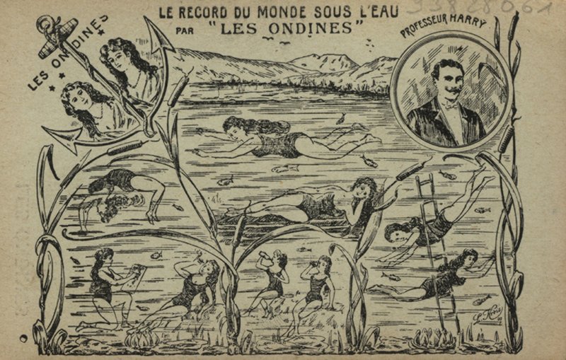 Svømmende jenter (litho) av French School