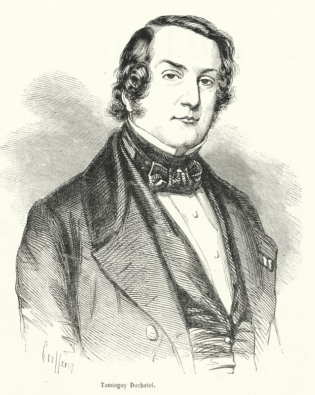 Tanneguy Duchatel , fransk politiker og innenriksminister som mistet kontoret sitt i den franske februarrevolusjonen i 1848 av French School