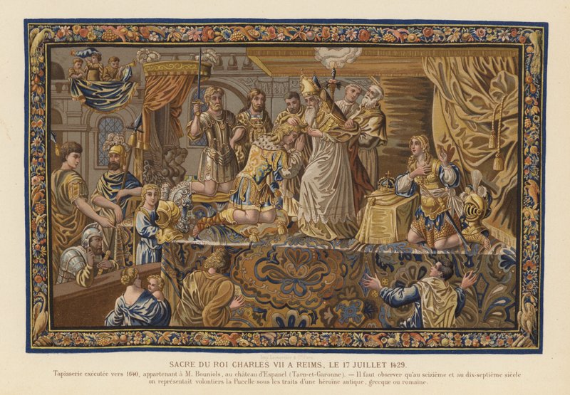 Tapet som viser kroningen av kong Charles VII av Frankrike, Reims av French School