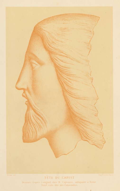 Terracotta hodet til Jesus Kristus (chromolitho) av French School
