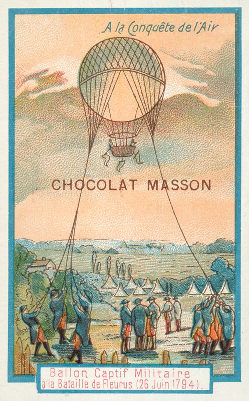Bundet militærballong i slaget ved Fleurus, 26. juni 1794 av French School