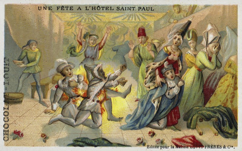 The Bal des Ardents, Hotel Saint Pol, Paris, 1393 av French School