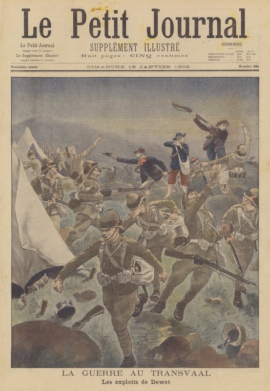 Boerekrigen: bedriftene til Christiaan de Wet (farge litho) av French School