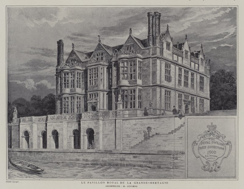 Den britiske kongelige paviljongen på Exposition Universelle 1900, Paris (litho) av French School