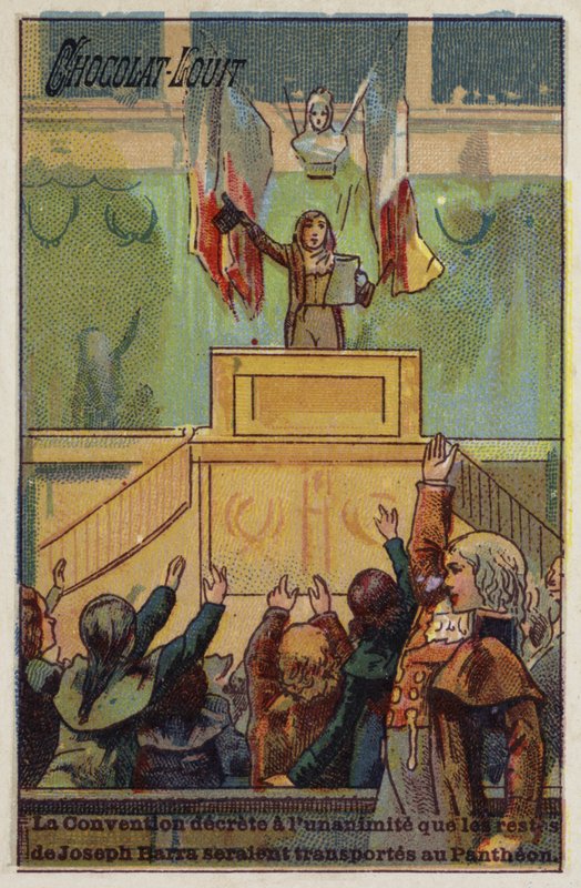 Konvensjonen vedtok enstemmig at restene av Joseph Barra skulle føres til Pantheon, 1793 av French School