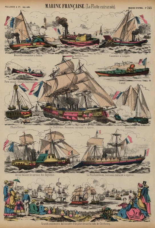 Den franske marinen (farget gravering) av French School