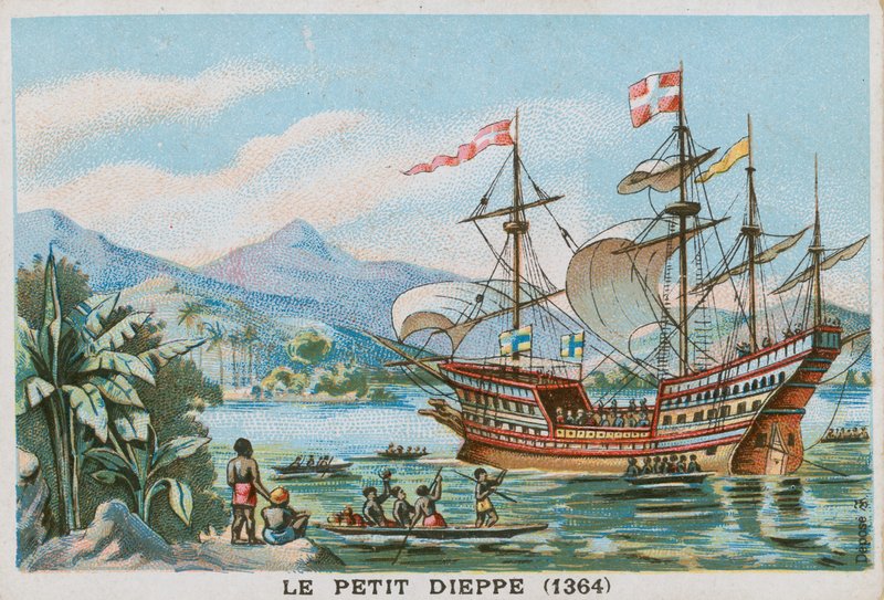 Det franske skipet Petit Dieppe utenfor Vest-Afrika, 1364 av French School