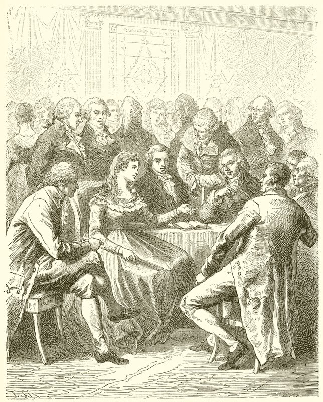 Girondinene på hjemmet Madame Roland av French School