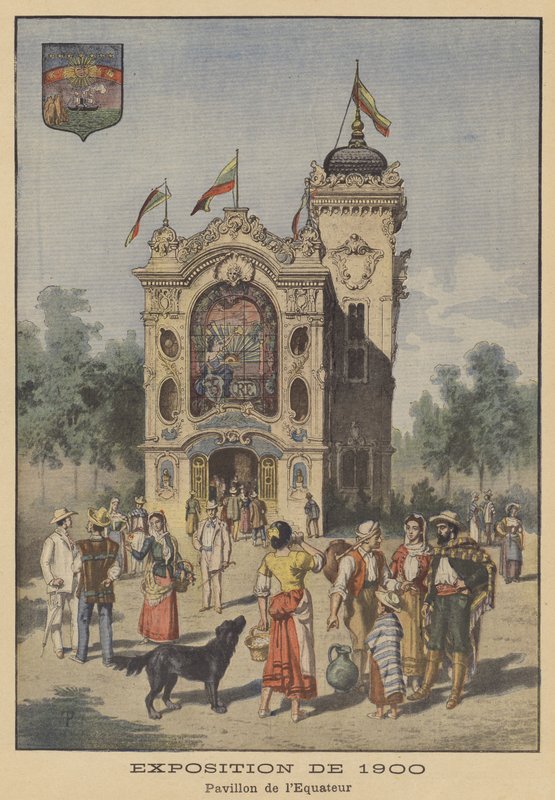 Paviljongen i Ecuador på Exposition Universelle i 1900 i Paris (farge litho) av French School