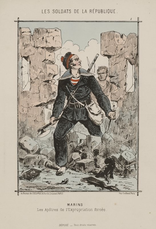 Republikkens soldater. Sjømenn: apostlene for tvangsekspropriasjon (farge litho) av French School