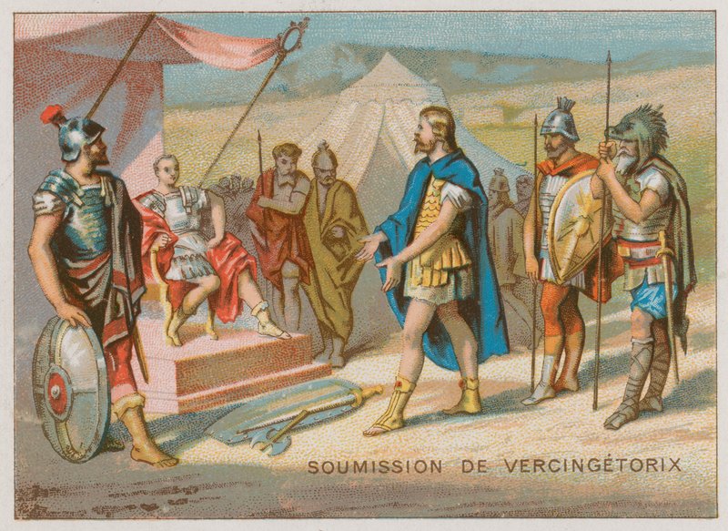 Underkastelsen av Vercingetorix til Cæsar av French School