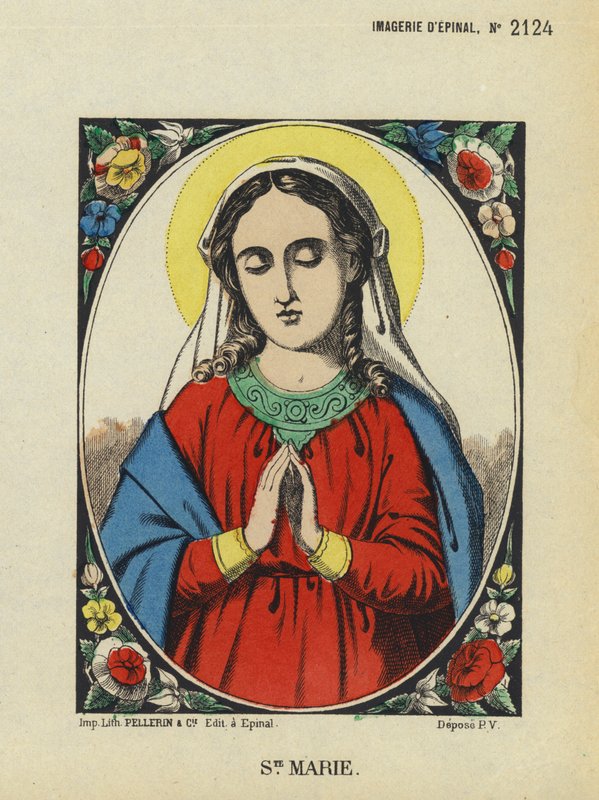 Jomfru Maria (fargelitografi) av French School