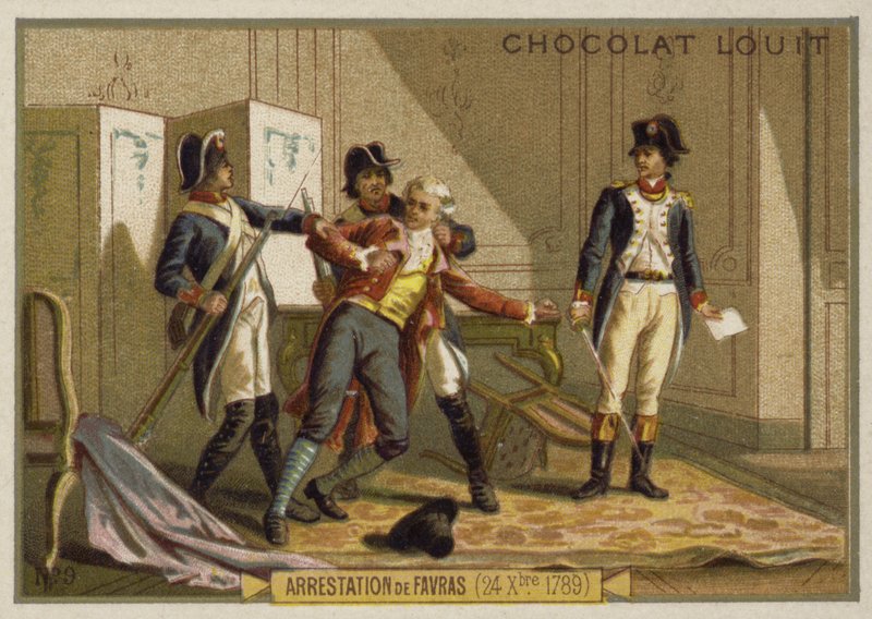 Arrestasjonen av Marquis de Favras, den franske revolusjonen, 24. desember 1789 av French School