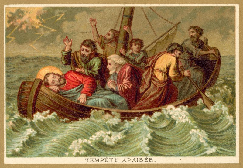 Dempingen av stormen (chromolitho) av French School
