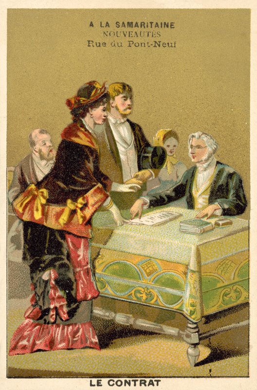 Kontrakten (chromolitho) av French School