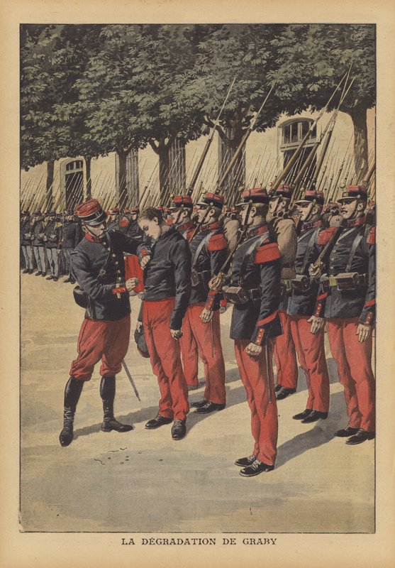 Fornedrelsen av Georges Graby, en fransk soldat som myrdet den velstående enken etter en tidligere … (farge litho) av French School