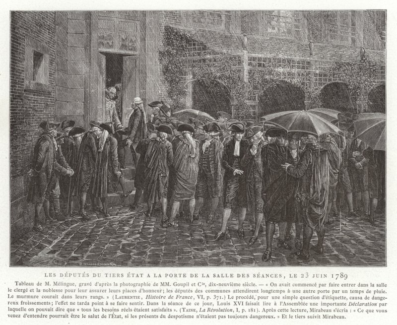 Varamedlemmene for den tredje stand ved døren til Salle des Seances, 23. juni 1789 av French School