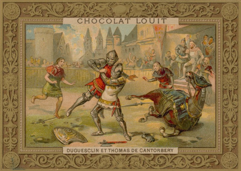 Duellen mellom Bertrand Du Guesclin (ca 1320-1380) og Thomas av Canterbury av French School