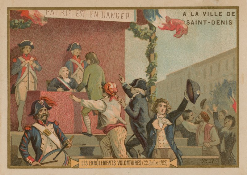 Innmeldingen av frivillige til hæren, den franske revolusjonen, 22. juli 1792 av French School