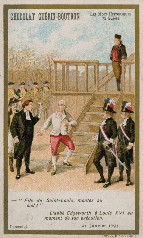 Henrettelsen av kong Ludvig XVI av Frankrike, 21. januar 1793. (chromolitho) av French School