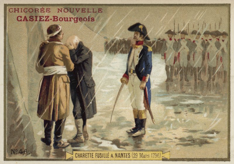 Henrettelsen av den royalistiske general Francois de Charette, Nantes, 29. mars 1796 av French School