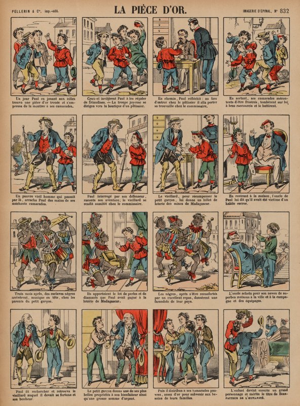 Gullmynten (farget gravering) av French School