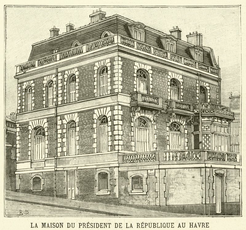 Huset til Frankrikes president på Le Havre (gravering) av French School
