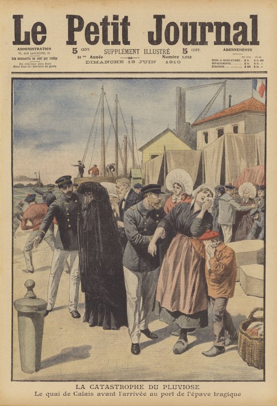 Tapet av den franske marinens ubåt Pluviose (farge litho) av French School