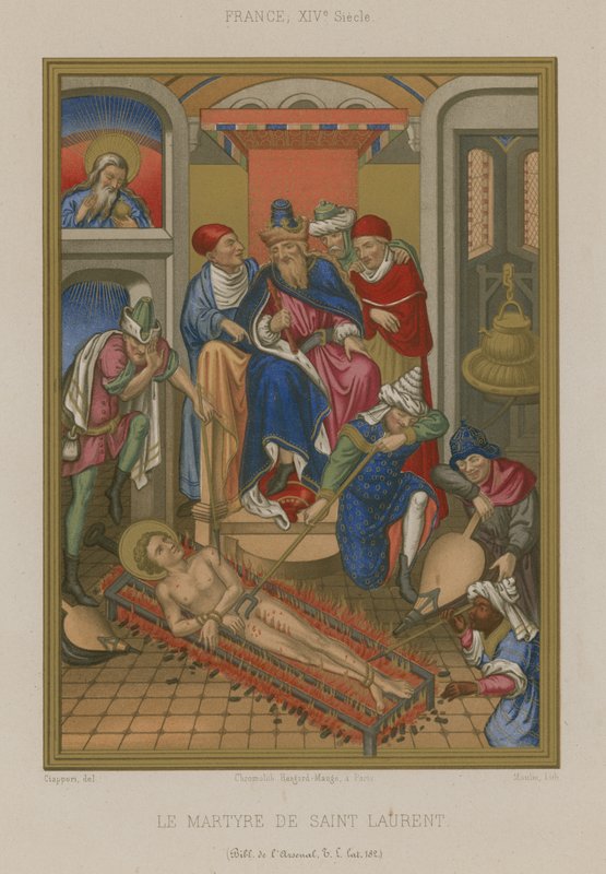 Saint Lawrences martyrium av French School