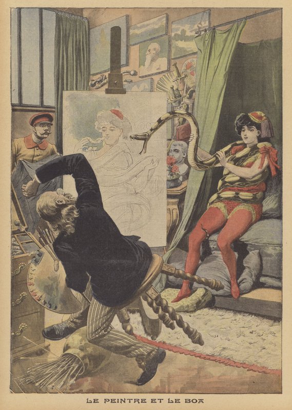 Maleren og boa constrictor (farge litho) av French School