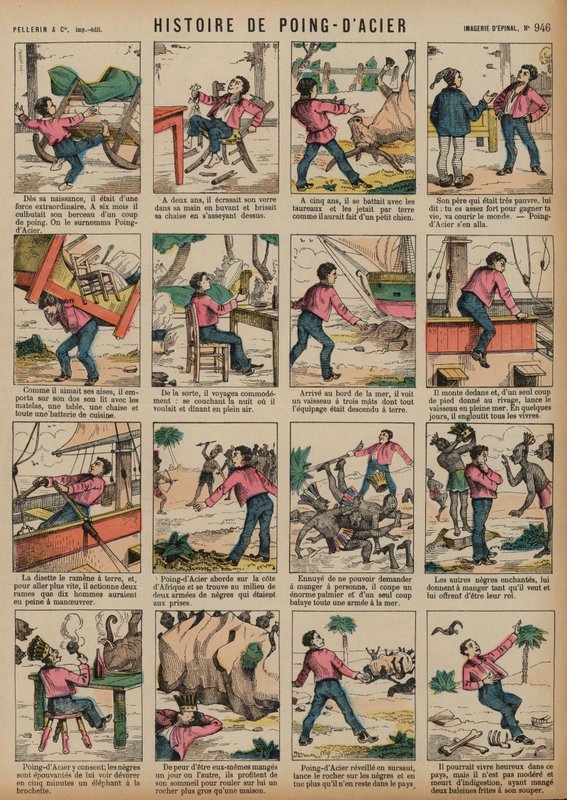 Historien om Steel Fist (farget gravering) av French School