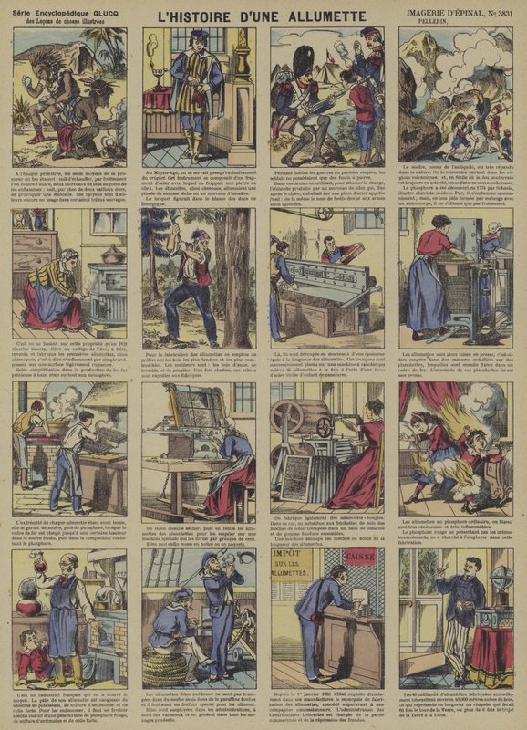 Historien om en fyrstikk (farge litho) av French School
