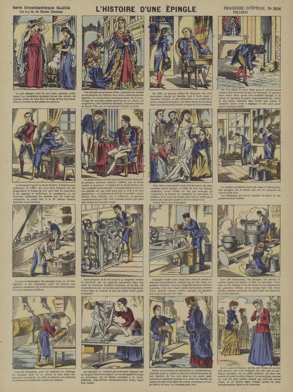 Historien om en sikkerhetsnål (farge litho) av French School