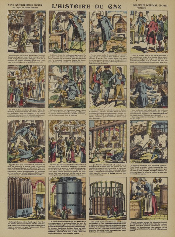 Historien om gass (farge litho) av French School