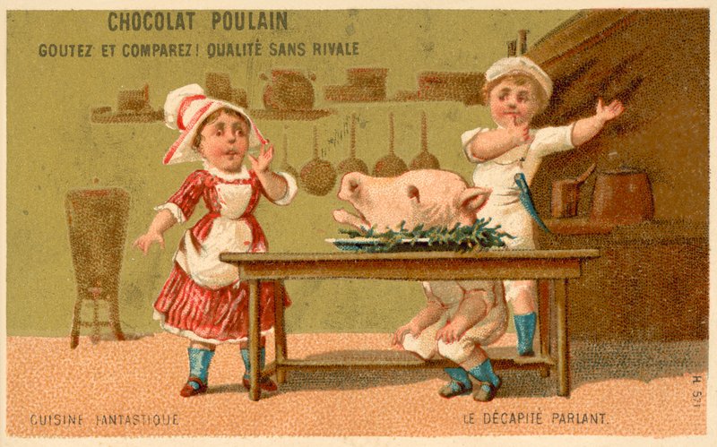 Det snakkende hodet (chromolitho) av French School