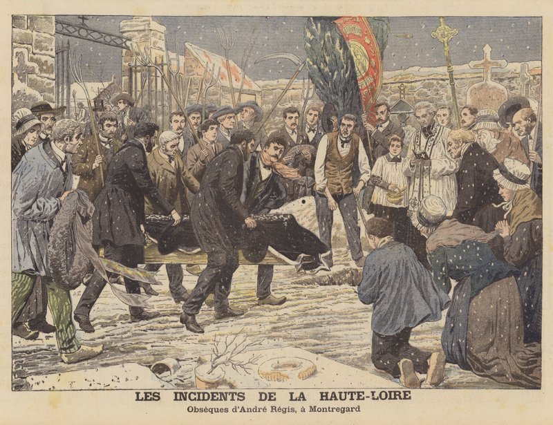Problemene i departementet Haute-Loire, Frankrike (farge litho) av French School