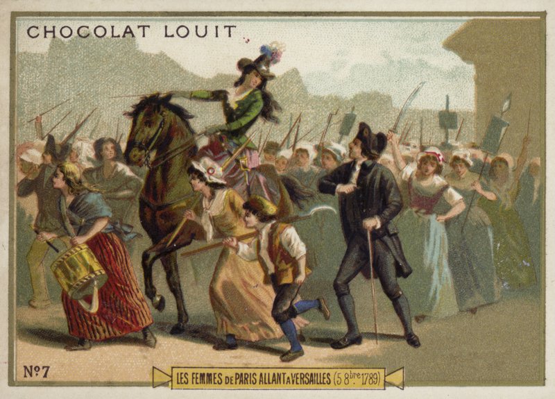 Kvinnene i Paris marsjerte mot Versailles, den franske revolusjonen, 5. oktober 1789 av French School