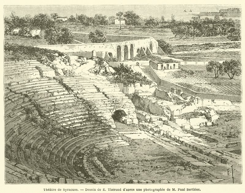 Theatre de Syracuse (gravering) av French School